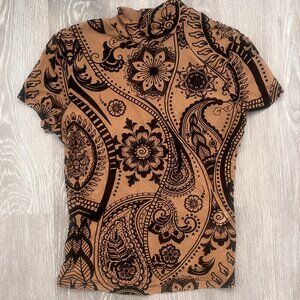 SHEIN Mesh Top w/Velvet Print - XS